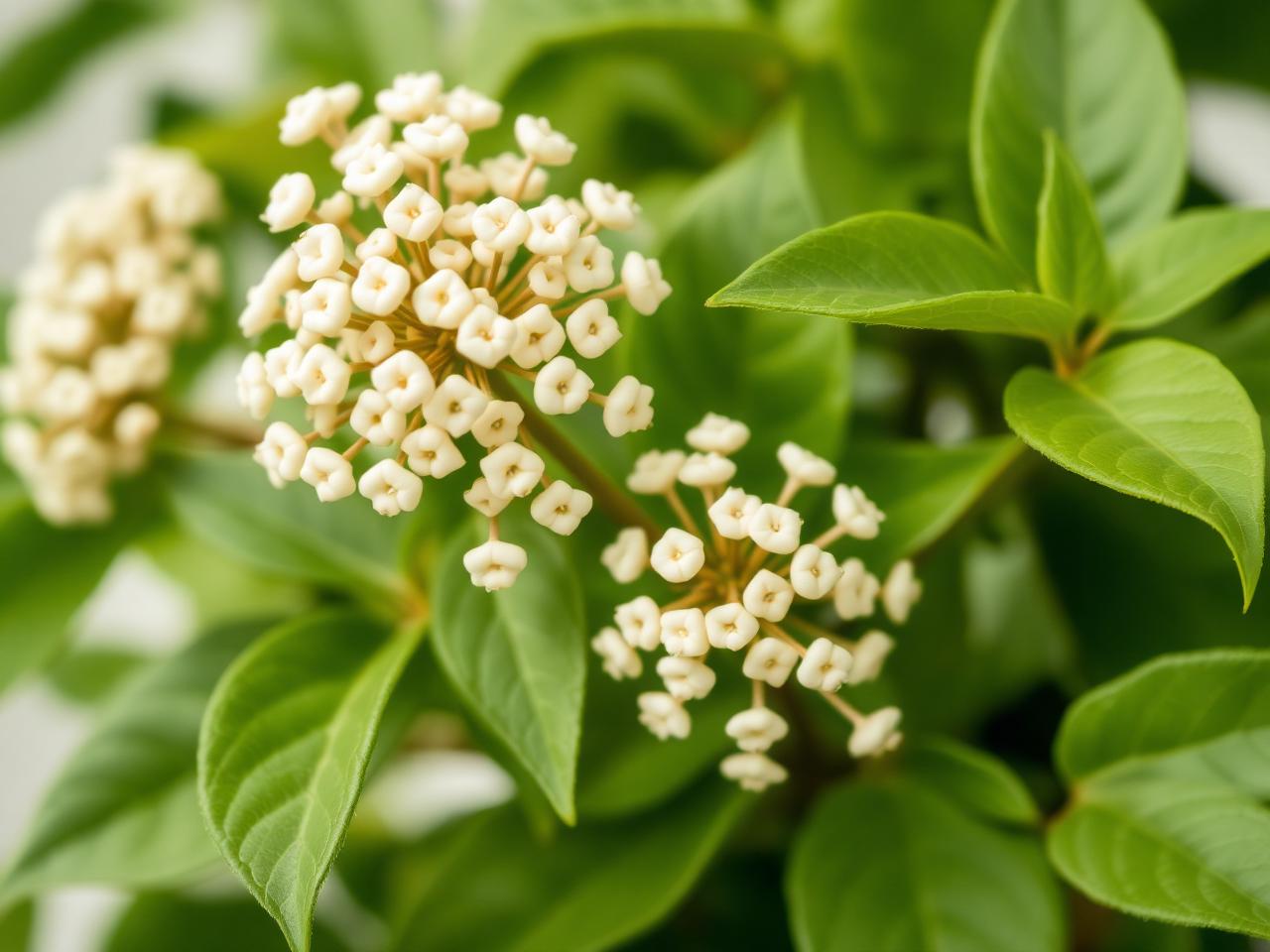Japanese Knotweed plant with green leaves and cream flower clusters